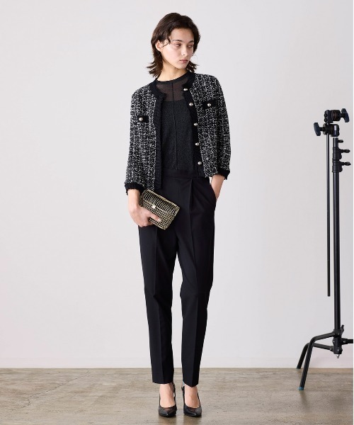 tweed knit fringe jacket 【公式通販】