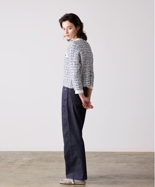 Marilyn Moon(マリリンムーン)の「tweed knit fringe jacket(ノーカラージャケット・レディース・ホワイト/ブラック・FREE)」の12枚目の写真