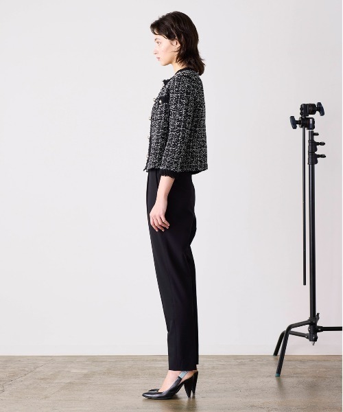 Marilyn Moon(マリリンムーン)の「tweed knit fringe jacket(ノーカラージャケット・レディース・ホワイト/ブラック・FREE)」の14枚目の写真