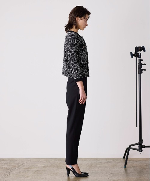 Marilyn Moon(マリリンムーン)の「tweed knit fringe jacket(ノーカラージャケット・レディース・ホワイト/ブラック・FREE)」の15枚目の写真