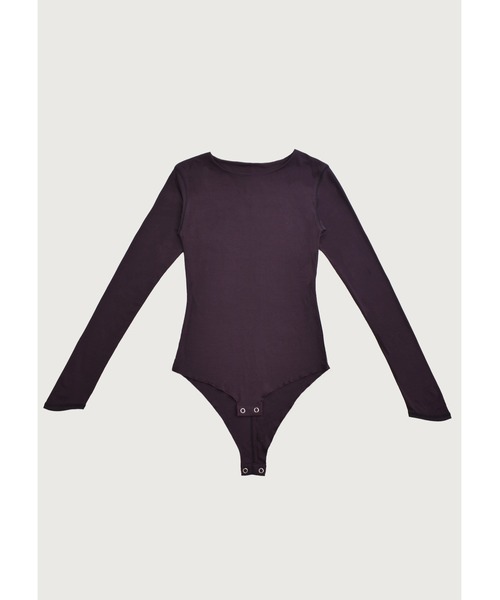 kiehtova（キエトヴァ）の「【kiehtova】CONTRAST STITCH BODY SUIT/コントラストステッチボディスーツ（Tシャツ/カットソー・レディース・ブラック/ダークパープル/ベージュ・FREE）」の7枚目の写真