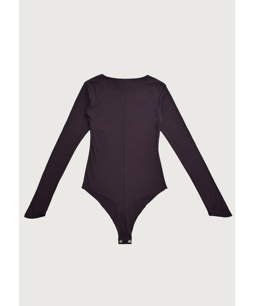 kiehtova（キエトヴァ）の「【kiehtova】CONTRAST STITCH BODY SUIT/コントラストステッチボディスーツ（Tシャツ/カットソー・レディース・ブラック/ダークパープル/ベージュ・FREE）」の8枚目の写真