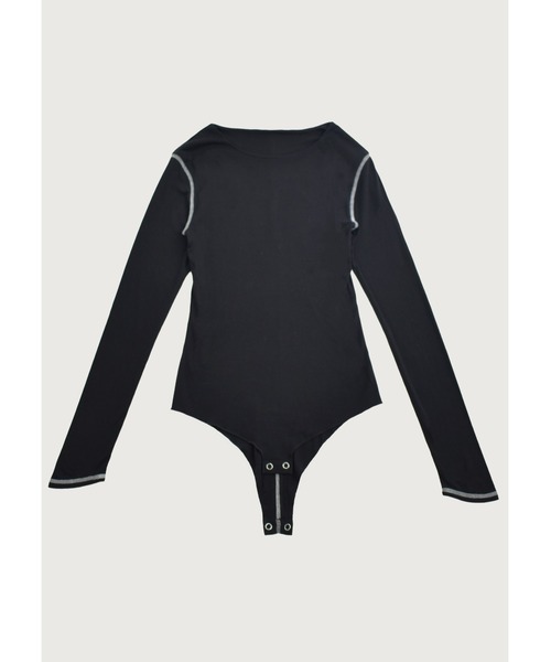 kiehtova（キエトヴァ）の「【kiehtova】CONTRAST STITCH BODY SUIT/コントラストステッチボディスーツ（Tシャツ/カットソー・レディース・ブラック/ダークパープル/ベージュ・FREE）」の11枚目の写真