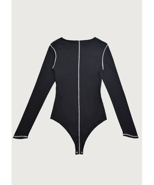 kiehtova（キエトヴァ）の「【kiehtova】CONTRAST STITCH BODY SUIT/コントラストステッチボディスーツ（Tシャツ/カットソー・レディース・ブラック/ダークパープル/ベージュ・FREE）」の12枚目の写真