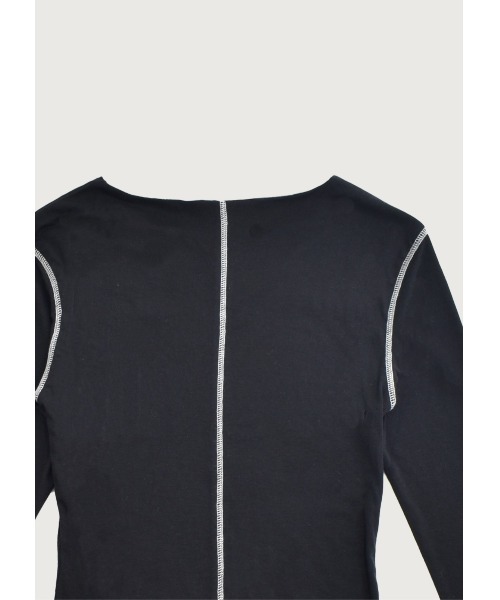 kiehtova（キエトヴァ）の「【kiehtova】CONTRAST STITCH BODY SUIT/コントラストステッチボディスーツ（Tシャツ/カットソー・レディース・ブラック/ダークパープル/ベージュ・FREE）」の13枚目の写真