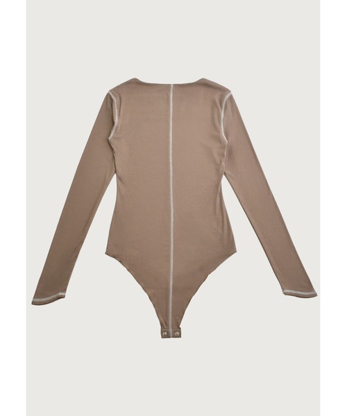 kiehtova（キエトヴァ）の「【kiehtova】CONTRAST STITCH BODY SUIT/コントラストステッチボディスーツ（Tシャツ/カットソー・レディース・ブラック/ダークパープル/ベージュ・FREE）」の15枚目の写真