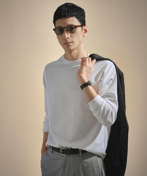 TAKEO KIKUCHI(タケオキクチ)の「【尾州ファブリック】ジャガードカットソー(Tシャツ/カットソー・メンズ・ホワイト/オレンジ/ライトブルー/ネイビー・02/03/04)」の1枚目の写真