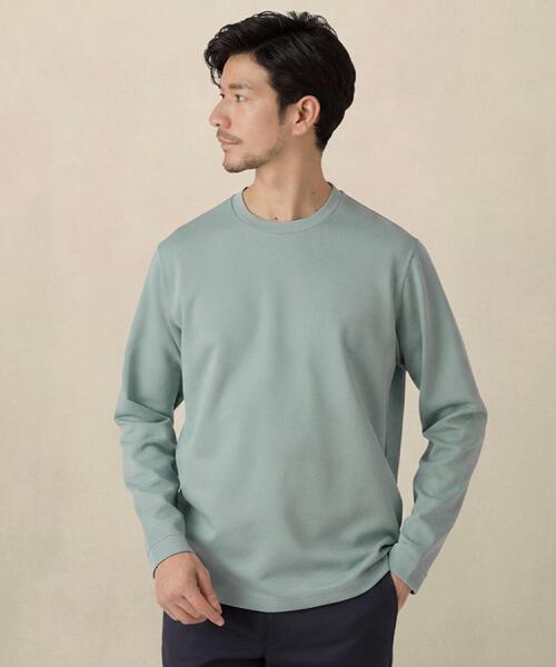 TAKEO KIKUCHI(タケオキクチ)の「【尾州ファブリック】ジャガードカットソー(Tシャツ/カットソー・メンズ・ホワイト/オレンジ/ライトブルー/ネイビー・02/03/04)」の2枚目の写真