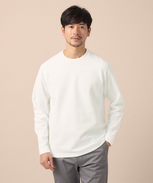 TAKEO KIKUCHI(タケオキクチ)の「【尾州ファブリック】ジャガードカットソー(Tシャツ/カットソー・メンズ・ホワイト/オレンジ/ライトブルー/ネイビー・02/03/04)」の6枚目の写真