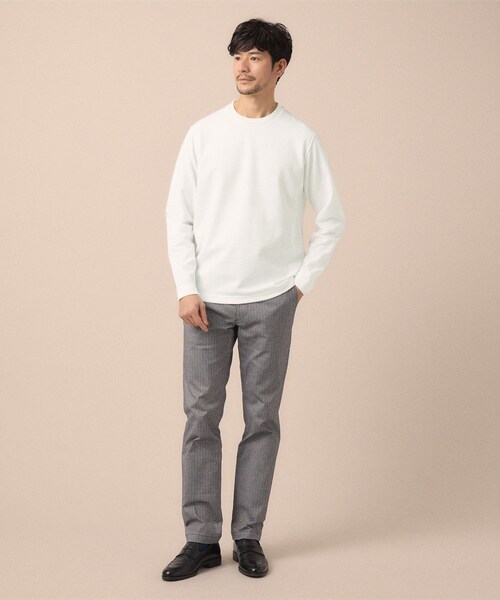 TAKEO KIKUCHI(タケオキクチ)の「【尾州ファブリック】ジャガードカットソー(Tシャツ/カットソー・メンズ・ホワイト/オレンジ/ライトブルー/ネイビー・02/03/04)」の8枚目の写真