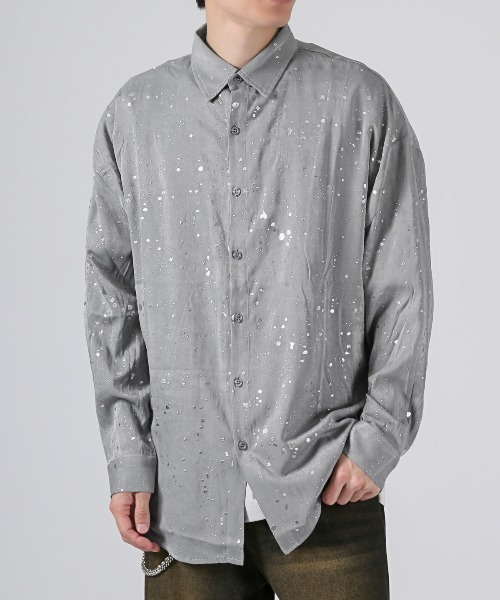 revertical(リバーティカル)の「revertical(リバーティカル)ラメペイントプリント長袖シャツ(シャツ/ブラウス・メンズ・グレー/ブラック・L/M)」の2枚目の写真