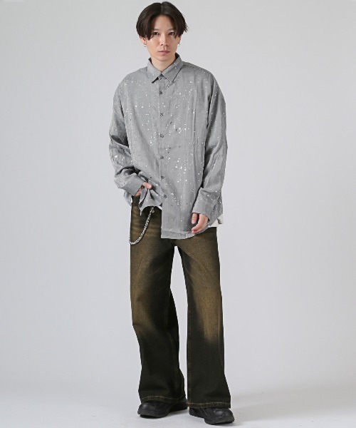 revertical(リバーティカル)の「revertical(リバーティカル)ラメペイントプリント長袖シャツ(シャツ/ブラウス・メンズ・グレー/ブラック・L/M)」の6枚目の写真