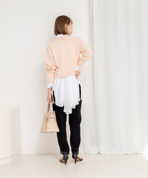 NOLLEY’S(ノーリーズ)の「ウォッシャブルウエストリボン2WAYロングシャツ(シャツ/ブラウス・レディース・オフホワイト/ピンク/ライトブルー・38)」の4枚目の写真