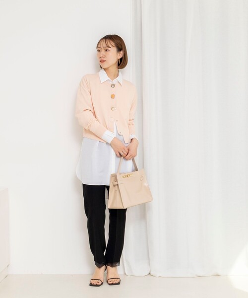 NOLLEY’S(ノーリーズ)の「ウォッシャブルウエストリボン2WAYロングシャツ(シャツ/ブラウス・レディース・オフホワイト/ピンク/ライトブルー・38)」の5枚目の写真