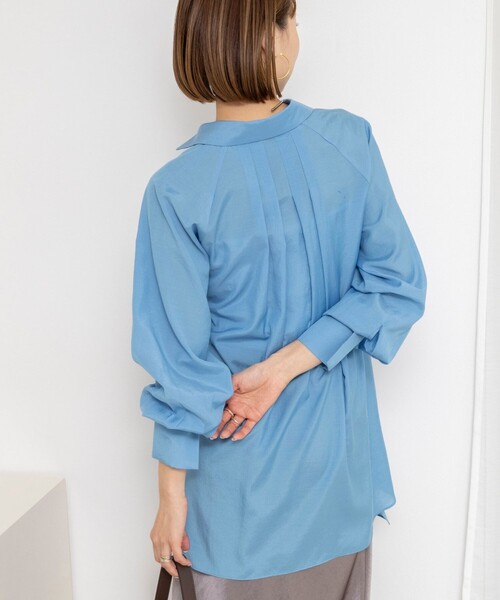 NOLLEY’S(ノーリーズ)の「ウォッシャブルウエストリボン2WAYロングシャツ(シャツ/ブラウス・レディース・オフホワイト/ピンク/ライトブルー・38)」の21枚目の写真