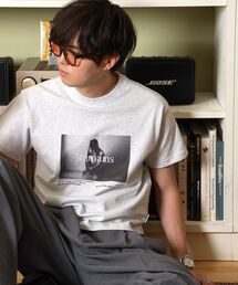 【FFEIN(フェイン)】モノトーンフォトプリントショート丈Tシャツ / Tシャツ クルーネック 半袖 プリント フォト 【短丈】