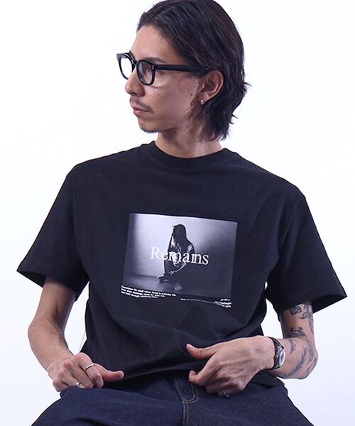 FFEIN（フェイン）】モノトーンフォトプリントショート丈Tシャツ / T