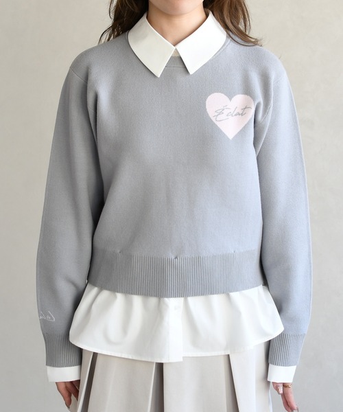 31 Sons de mode(トランテアン ソン ドゥ モード)の「2026春夏新作 ハートモチーフ襟付きニット(ニット/セーター・レディース・ネイビー/グレー/ベージュ・フリ-)」の20枚目の写真