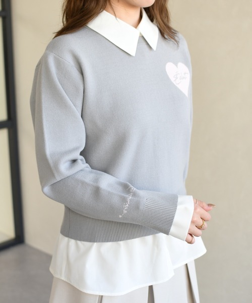 31 Sons de mode(トランテアン ソン ドゥ モード)の「2026春夏新作 ハートモチーフ襟付きニット(ニット/セーター・レディース・ネイビー/グレー/ベージュ・フリ-)」の17枚目の写真