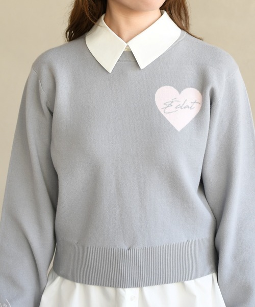 31 Sons de mode(トランテアン ソン ドゥ モード)の「2026春夏新作 ハートモチーフ襟付きニット(ニット/セーター・レディース・ネイビー/グレー/ベージュ・フリ-)」の15枚目の写真