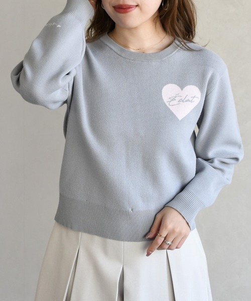 31 Sons de mode(トランテアン ソン ドゥ モード)の「2026春夏新作 ハートモチーフ襟付きニット(ニット/セーター・レディース・ネイビー/グレー/ベージュ・フリ-)」の12枚目の写真