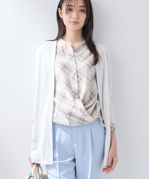 【美品】INDIVI ミドル丈 薄手 ドレープカーディガン 洗える／肌触り◎】ミニマムデザイン ニットカーディガン