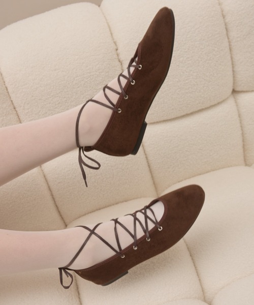 Birthday room(バースデイルーム)の「レースアップバレエシューズ/lace up ballet shoes(パンプス・レディース・ブラウン/ブラック・SMALL/MEDIUM/LARGE)」の9枚目の写真