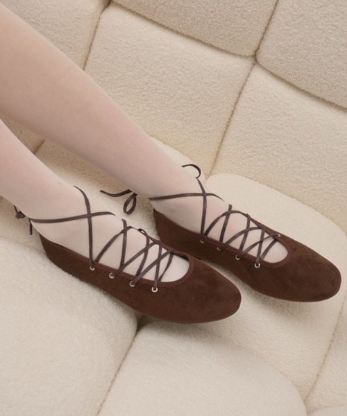 Birthday room(バースデイルーム)の「レースアップバレエシューズ/lace up ballet shoes(パンプス・レディース・ブラウン/ブラック・SMALL/MEDIUM/LARGE)」の10枚目の写真