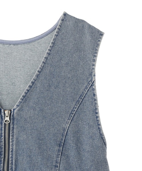 Green Parks(グリーンパークス)の「デニムペプラムジレ(ベスト・レディース・インディゴブルー/ブラック・FREE)」の3枚目の写真