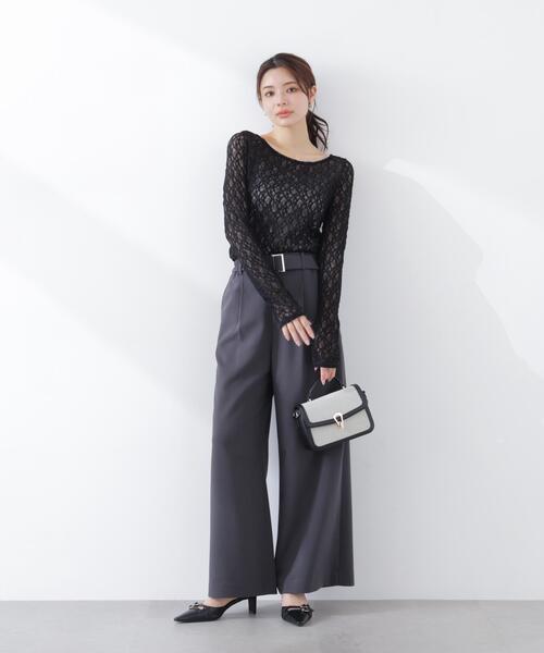 PROPORTION BODY DRESSING（プロポーションボディドレッシング）の「ベルトドッキングワイドパンツ / 1216130302（その他パンツ・レディース・ダークグレー/ベージュ・SMALL/P/S/MEDIUM）」の6枚目の写真