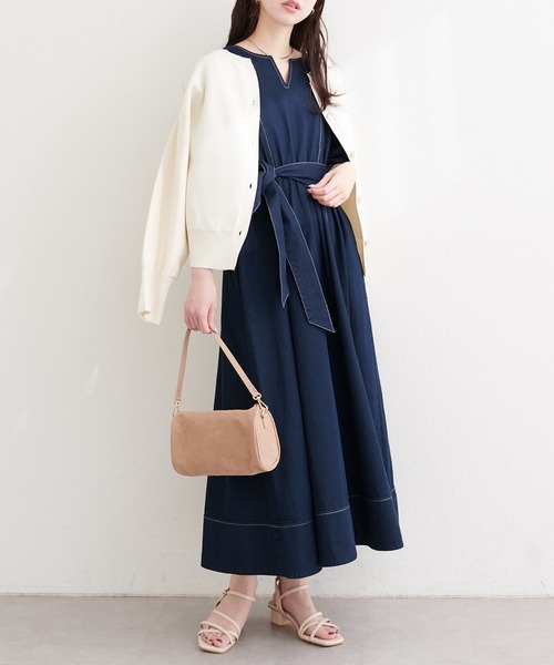 natural couture(ナチュラルクチュール)の「ランタンスリーブワンピース(ワンピース・レディース・アイボリー/ドット/インディゴブルー・LARGE/MEDIUM)」の18枚目の写真