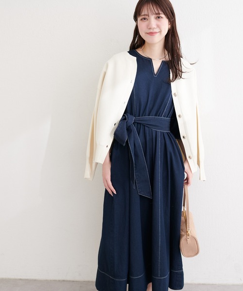 natural couture(ナチュラルクチュール)の「ランタンスリーブワンピース(ワンピース・レディース・アイボリー/ドット/インディゴブルー・LARGE/MEDIUM)」の19枚目の写真