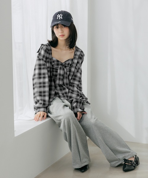 Heather（ヘザー）の「チェックフリルビスチェ　656717（キャミソール・レディース・ベージュ/ブルー/ブラック/ネイビー・FREE）」の8枚目の写真