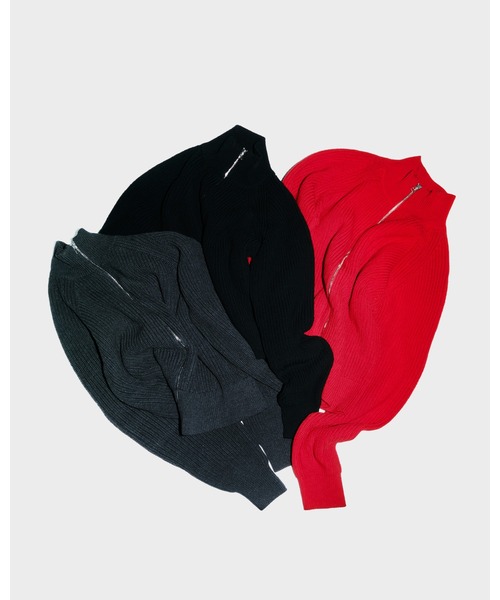 CONZ（コンズ）の「COMPACT DRIVERS KNIT/ドライバーズニット/サムホール/NVRFRGT（ニット/セーター・メンズ・レッド/ブラック/チャコールグレー・3/2/1）」の4枚目の写真