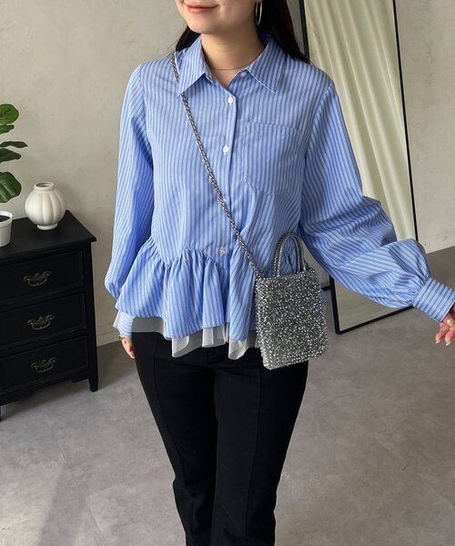 prose verse（プロズヴェール）の「裾フリルチュールボリュームスリーブシャツ（シャツ/ブラウス・レディース・オフホワイト/ブルー系その他/ピンク・MEDIUM/LARGE）」の17枚目の写真