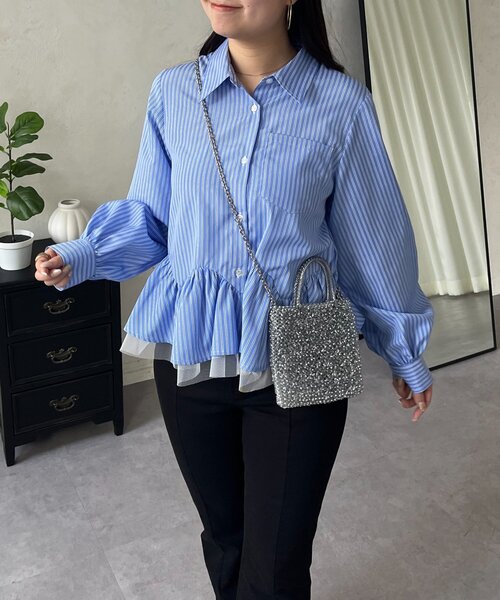 prose verse（プロズヴェール）の「裾フリルチュールボリュームスリーブシャツ（シャツ/ブラウス・レディース・オフホワイト/ブルー系その他/ピンク・MEDIUM/LARGE）」の19枚目の写真