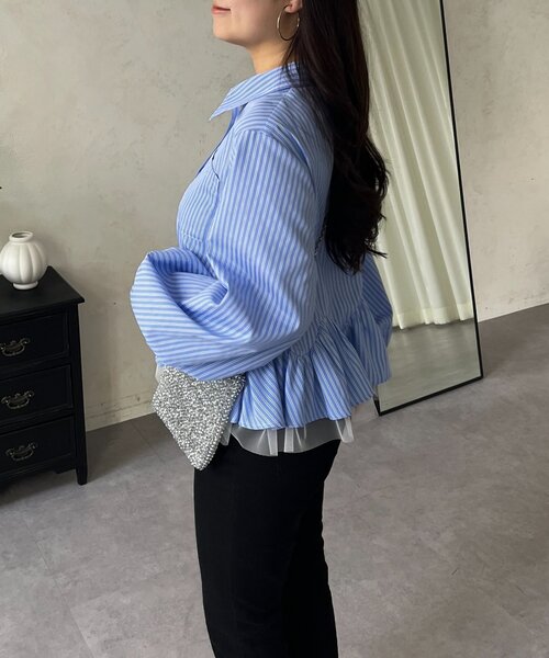 prose verse（プロズヴェール）の「裾フリルチュールボリュームスリーブシャツ（シャツ/ブラウス・レディース・オフホワイト/ブルー系その他/ピンク・MEDIUM/LARGE）」の20枚目の写真