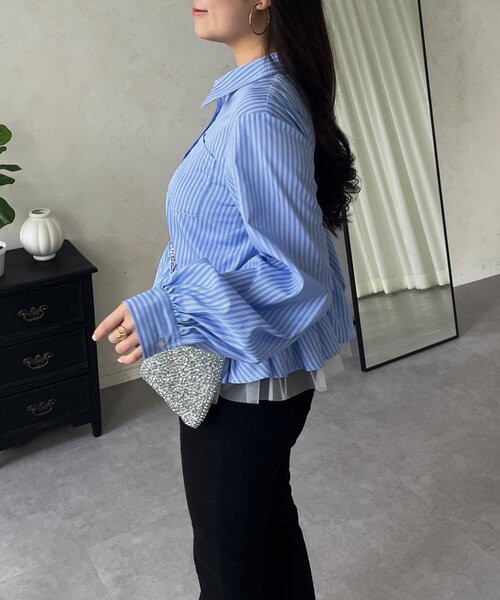 prose verse（プロズヴェール）の「裾フリルチュールボリュームスリーブシャツ（シャツ/ブラウス・レディース・オフホワイト/ブルー系その他/ピンク・MEDIUM/LARGE）」の21枚目の写真