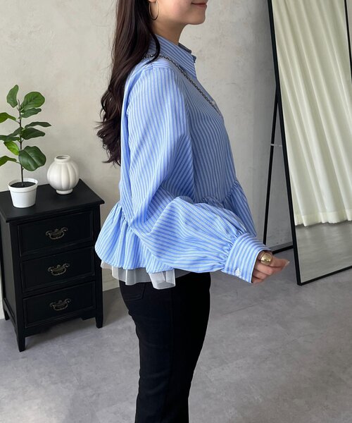 prose verse（プロズヴェール）の「裾フリルチュールボリュームスリーブシャツ（シャツ/ブラウス・レディース・オフホワイト/ブルー系その他/ピンク・MEDIUM/LARGE）」の13枚目の写真