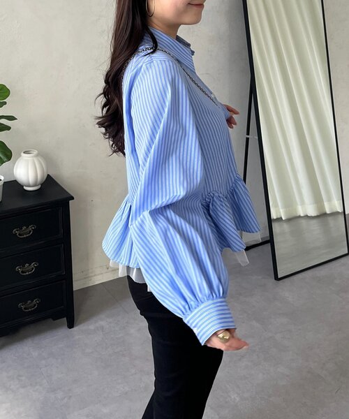 prose verse（プロズヴェール）の「裾フリルチュールボリュームスリーブシャツ（シャツ/ブラウス・レディース・オフホワイト/ブルー系その他/ピンク・MEDIUM/LARGE）」の14枚目の写真