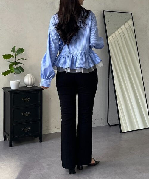 prose verse（プロズヴェール）の「裾フリルチュールボリュームスリーブシャツ（シャツ/ブラウス・レディース・オフホワイト/ブルー系その他/ピンク・MEDIUM/LARGE）」の4枚目の写真