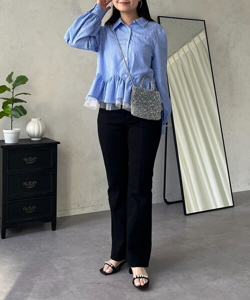 prose verse（プロズヴェール）の「裾フリルチュールボリュームスリーブシャツ（シャツ/ブラウス・レディース・オフホワイト/ブルー系その他/ピンク・MEDIUM/LARGE）」の6枚目の写真