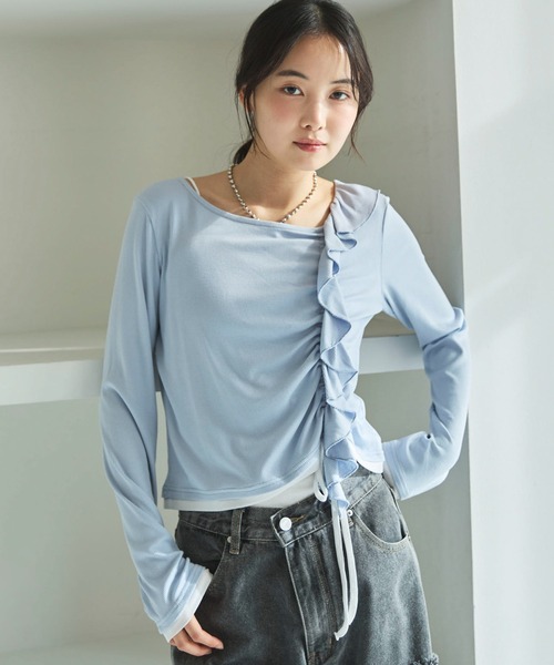 archives（アルシーヴ）の「フリルドロストカットＴＯＰＳ（Tシャツ/カットソー・レディース・ブルー/グレー/ブラック/アイボリー・MEDIUM）」の19枚目の写真