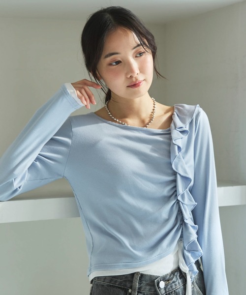 archives（アルシーヴ）の「フリルドロストカットＴＯＰＳ（Tシャツ/カットソー・レディース・ブルー/グレー/ブラック/アイボリー・MEDIUM）」の20枚目の写真