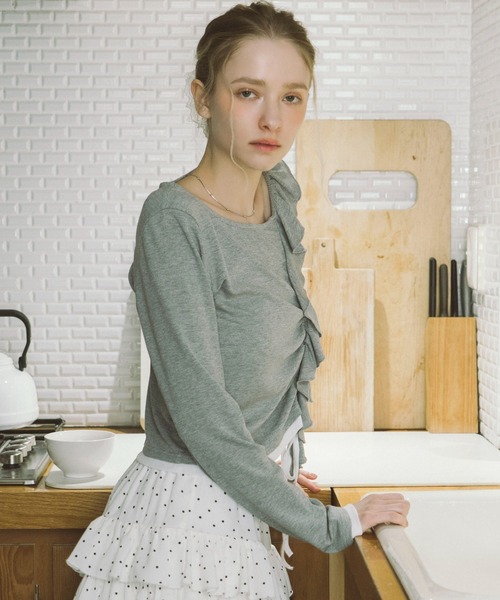 archives（アルシーヴ）の「フリルドロストカットＴＯＰＳ（Tシャツ/カットソー・レディース・ブルー/グレー/ブラック/アイボリー・MEDIUM）」の11枚目の写真