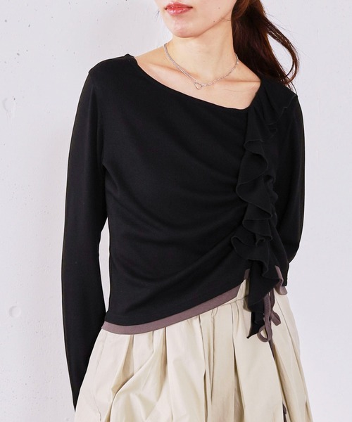 archives（アルシーヴ）の「フリルドロストカットＴＯＰＳ（Tシャツ/カットソー・レディース・ブルー/グレー/ブラック/アイボリー・MEDIUM）」の12枚目の写真