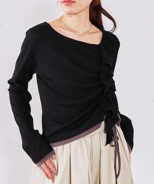 archives（アルシーヴ）の「フリルドロストカットＴＯＰＳ（Tシャツ/カットソー・レディース・ブルー/グレー/ブラック/アイボリー・MEDIUM）」の13枚目の写真