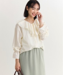 Right-on | 【HONEYSUCKLE ROSE】フリルカラーブラウス (ラッフルカラー / リボンタイ / レースディテール)(シャツ/ブラウス)