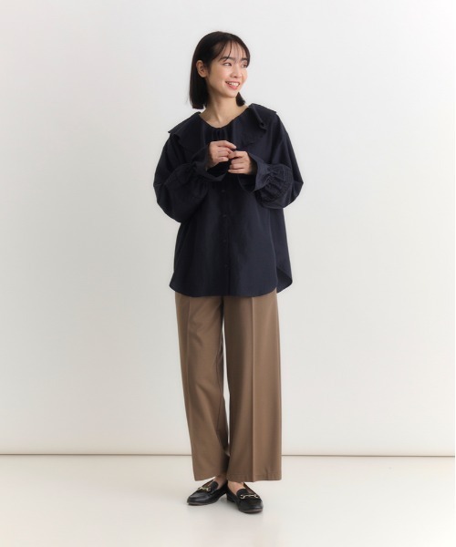 Right-on（ライトオン）の「【HONEYSUCKLE ROSE】フリルカラーブラウス (ラッフルカラー / リボンタイ / レースディテール)（シャツ/ブラウス・レディース・オフホワイト/キャメル/ブラック・M/L）」の11枚目の写真