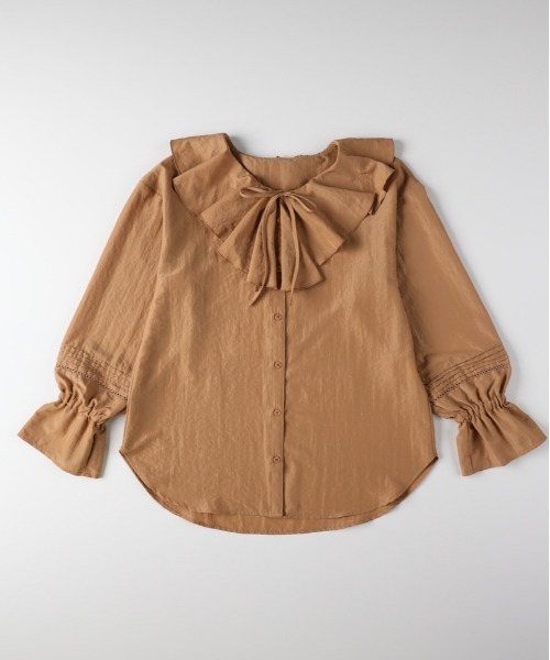 Right-on（ライトオン）の「【HONEYSUCKLE ROSE】フリルカラーブラウス (ラッフルカラー / リボンタイ / レースディテール)（シャツ/ブラウス・レディース・オフホワイト/キャメル/ブラック・M/L）」の13枚目の写真